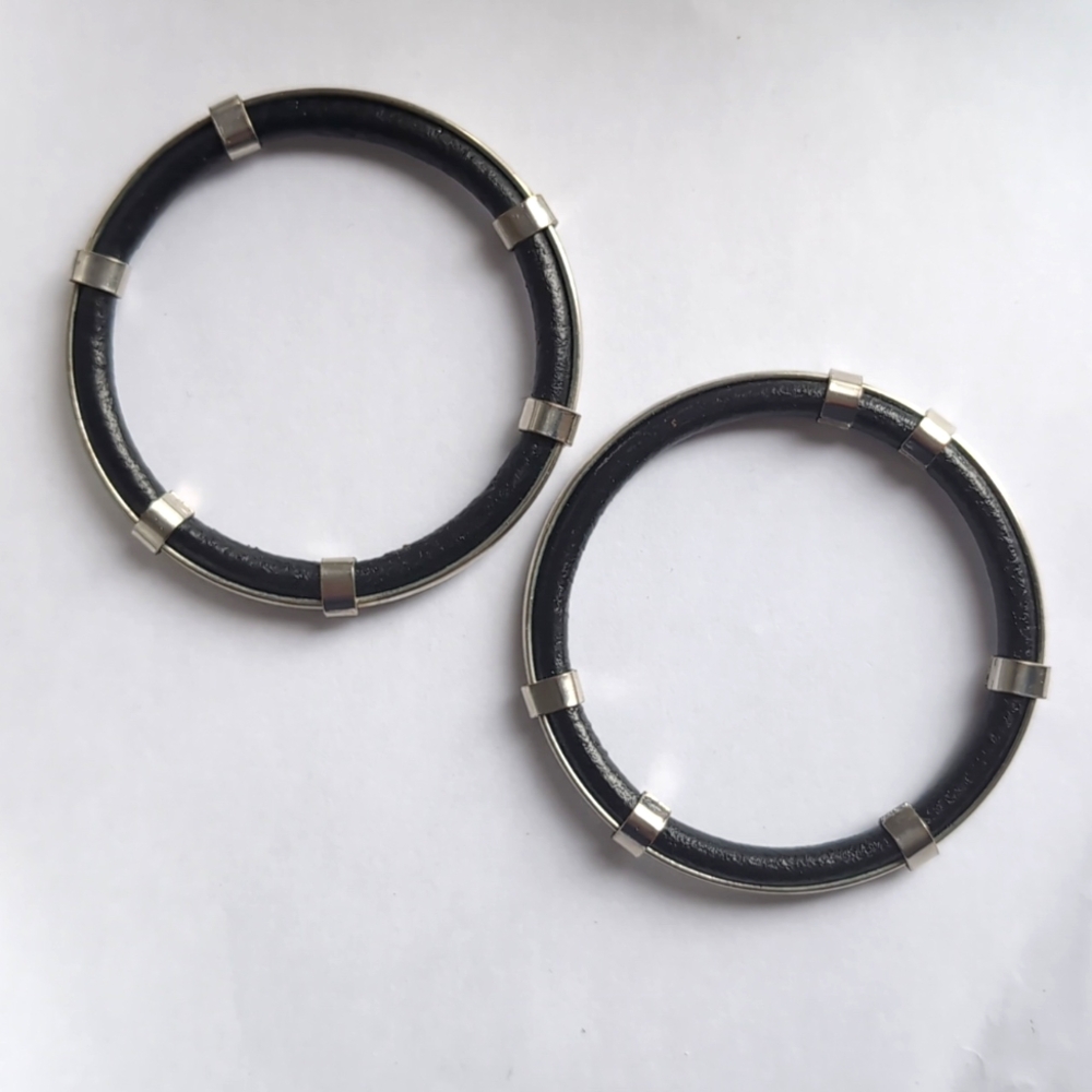 Topshop black silver leather metal bracelets